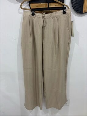 No Boundaries Beige Pinstripe Wide-Leg Pants